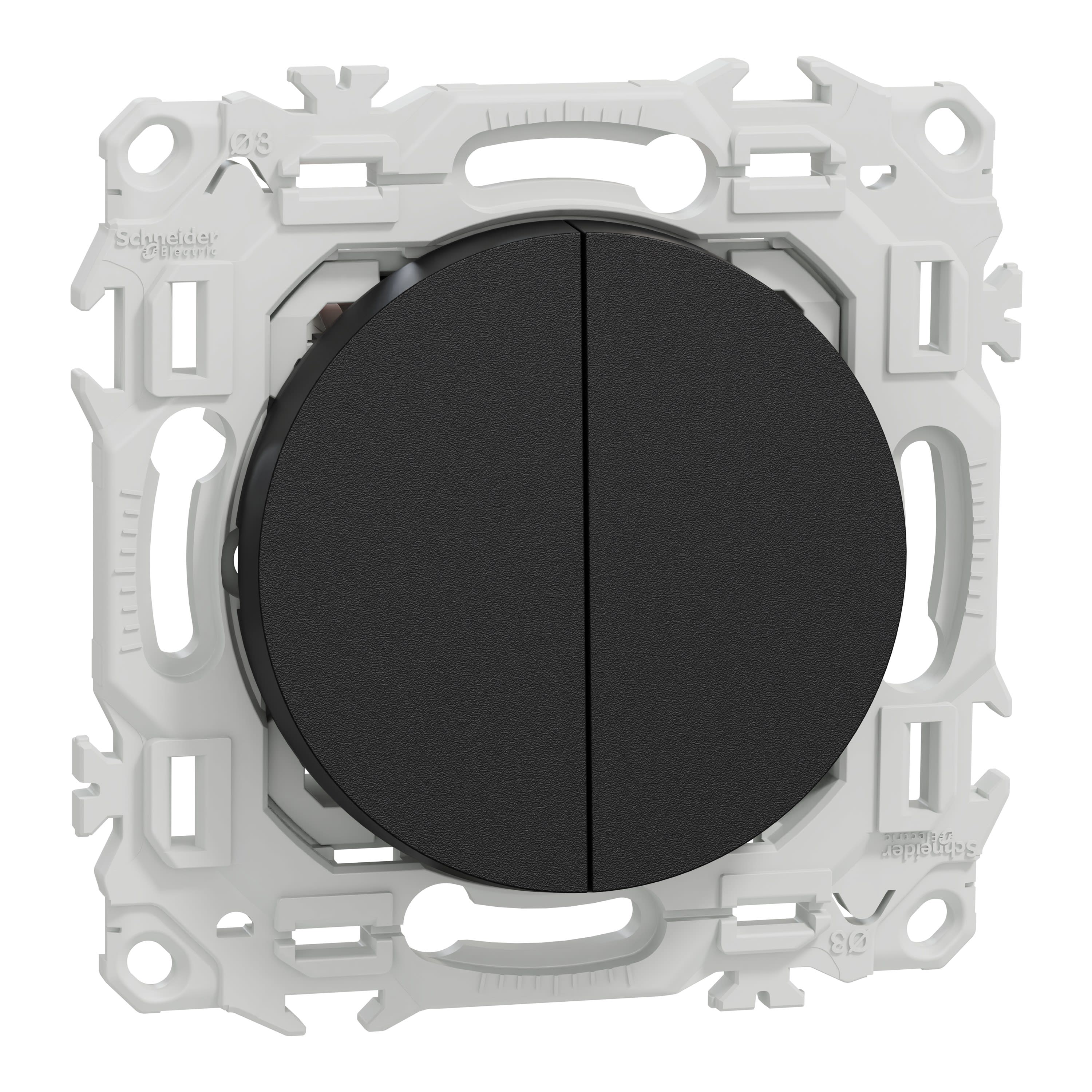 Schneider Electric - Reconditionné - Odace - double va-et-vient ou poussoir - 10AX - noir onyx