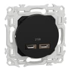 Schneider Electric - Odace - chargeur double USB type C+C - 21W Power Delivery - noir onyx