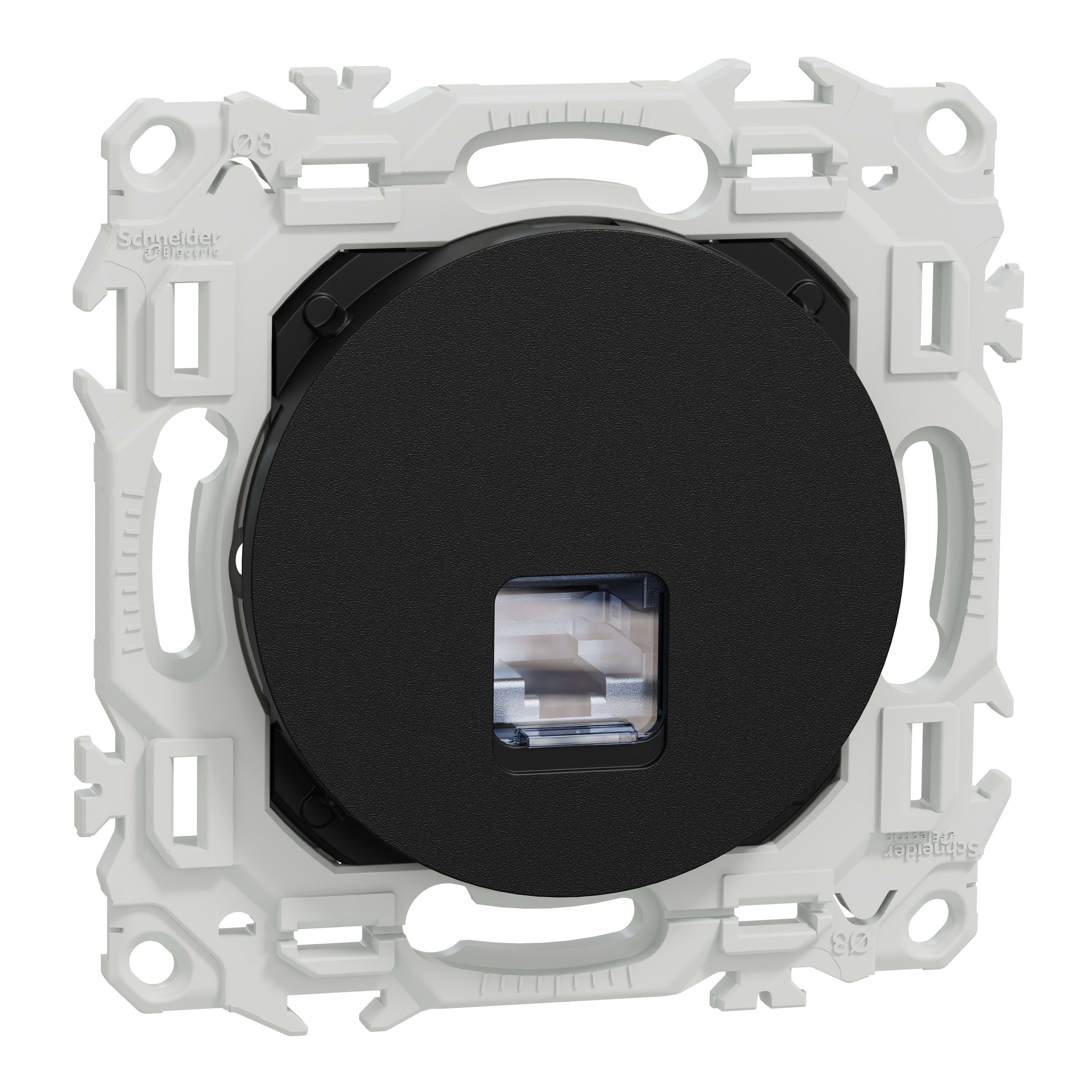 Schneider Electric - Reconditionné - Odace - prise RJ45 Cat6 STP grades 2TV min à 3TV - noir onyx