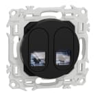 Schneider Electric - Odace - prise double RJ45 - Cat6A STP grade 3TV - noir onyx