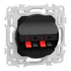 Schneider Electric - Odace - prise haut-parleurs double 2 sorties - à poussette - noir onyx
