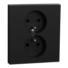 Schneider Electric - Odace - double prise de courant 2P+T avec plaque - install 1 poste - noir onyx
