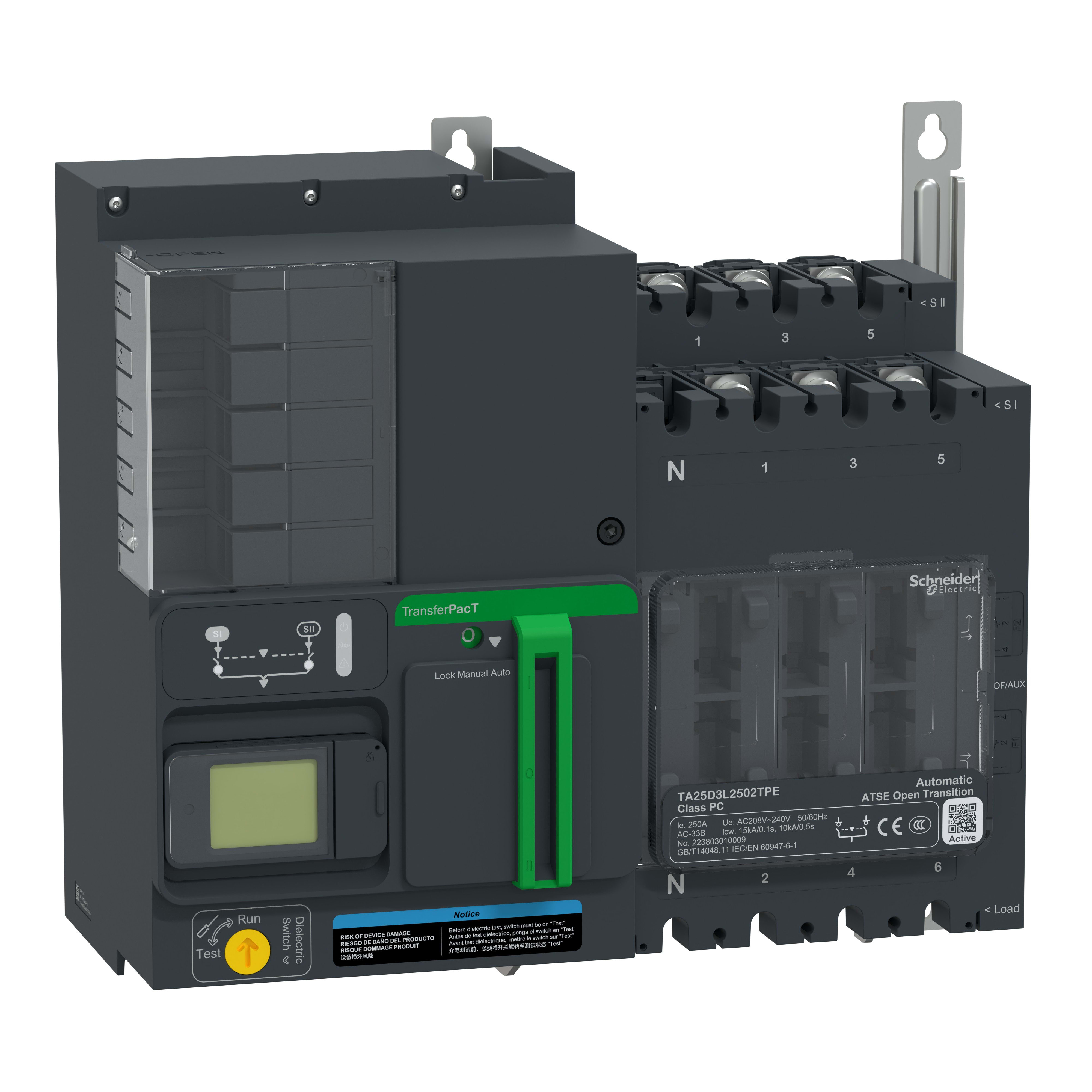 Schneider Electric - TransferPacT Active TA250 - inverseur de sources - LCD - 100A - 3P - 208Vca