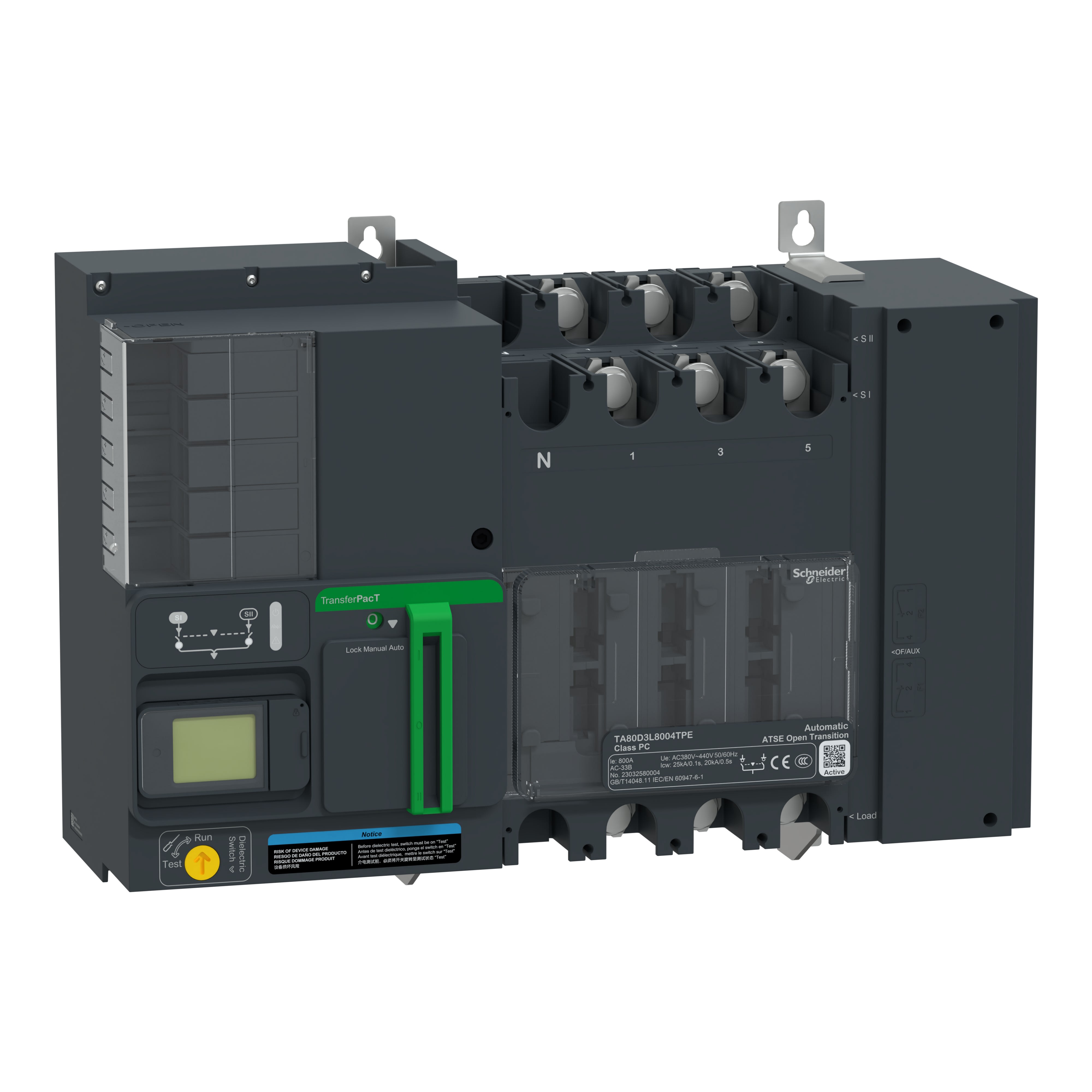 Schneider Electric - TransferPacT TA800 - inverseur de sources - LCD - 800A - 3P - 400Vca