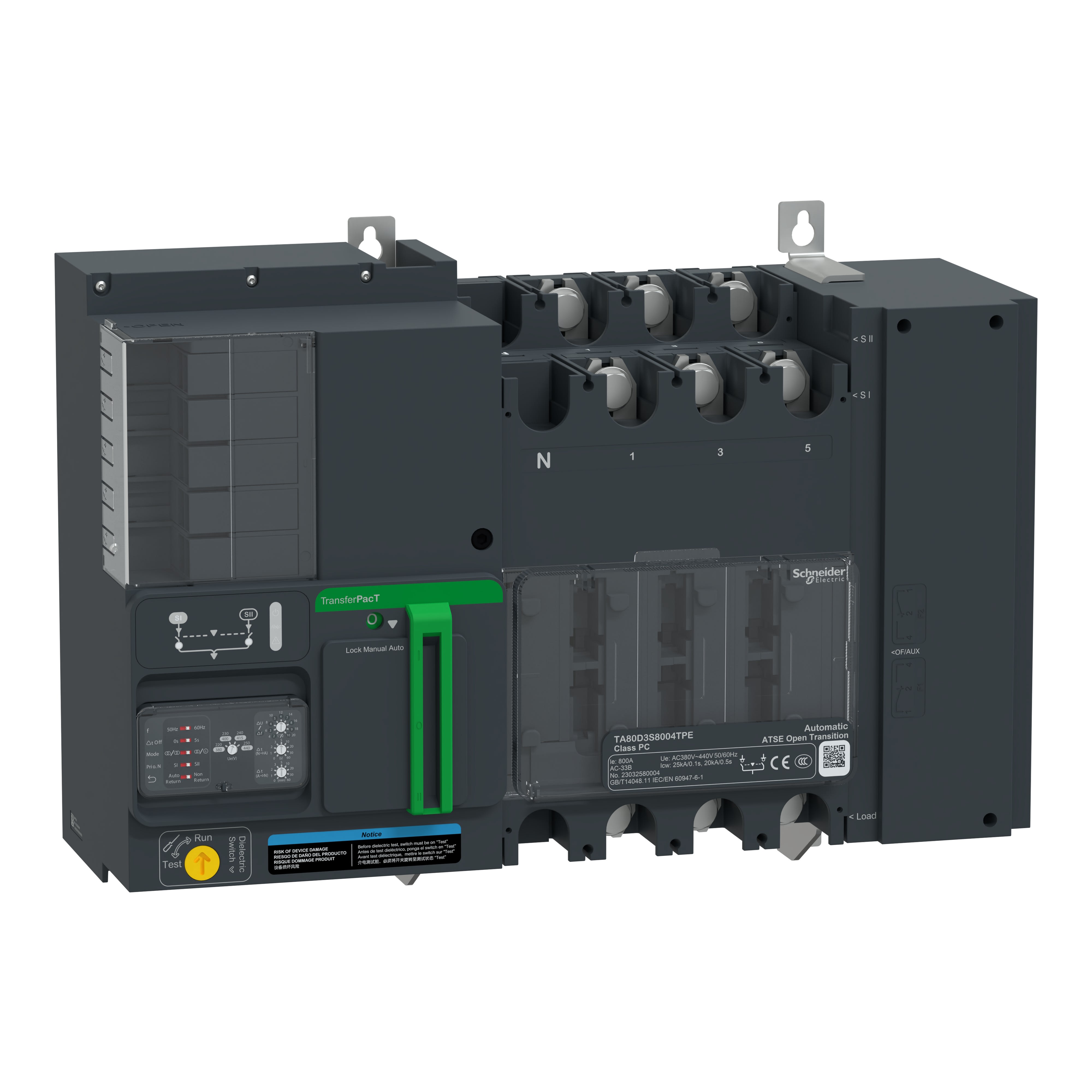 Schneider Electric - TransferPacT TA800 - inverseur de sources - Commutateur - 800A - 3P - 400Vca