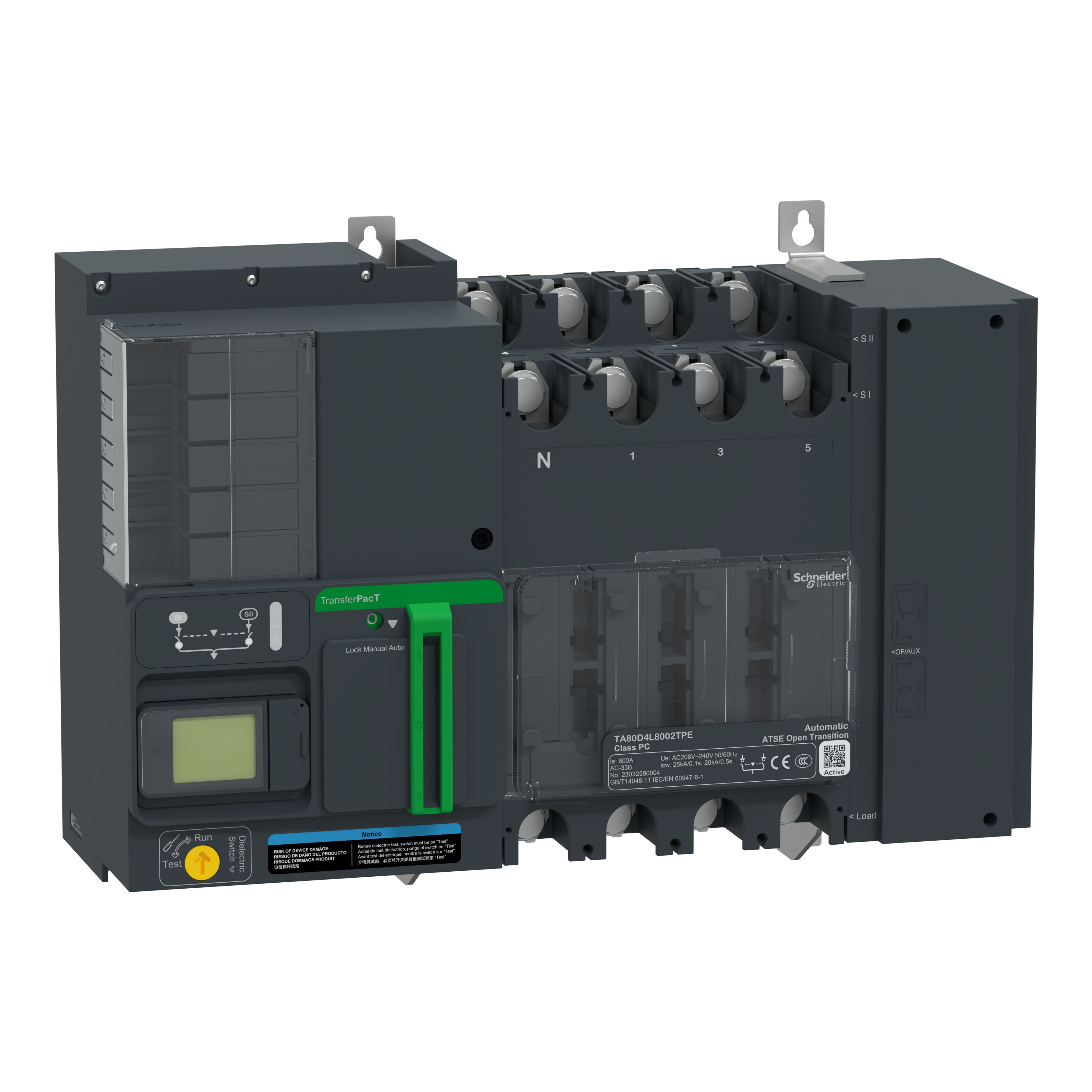 Schneider Electric - TransferPacT TA800 - inverseur de sources - LCD - 800A - 4P - 220Vca