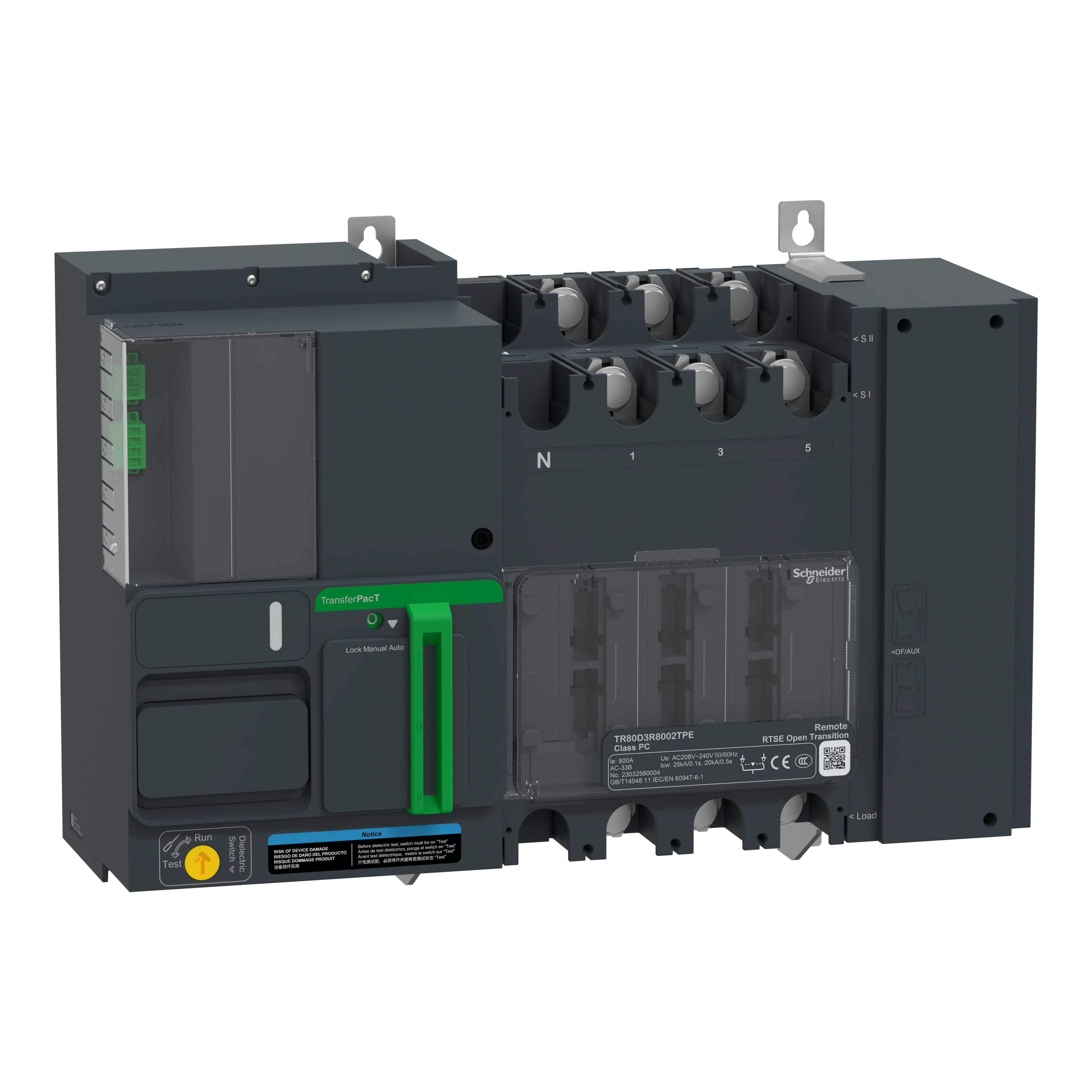 Schneider Electric - TransferPacT TR800 - inverseur de sources - télécommandés - 800A - 3P - 220Vca