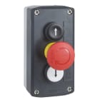 Schneider Electric - Harmony boite - 3 boutons poussoirs D22 - blanc -coup de poing rouge D30 -noir