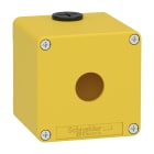 Schneider Electric - Boite métal vide jaune pour arrêts d'urgence M20 1 trou 22mm 80x80x77 UL cULus
