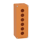 Schneider Electric - Boite métal vide orange - M25 x1 - 6 trous 22 mm - 80x220x77 mm
