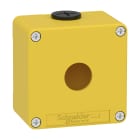 Schneider Electric - Boite métal vide jaune pour arrêts d'urgence M20 1 trou 22mm 80x80x51,5 UL cULus