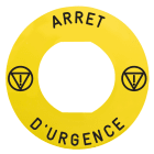 Schneider Electric - Harmony - etiq plate - jaune - logo EN - 'ARRET D'URGENCE' - D60 - pr ZBZ1605