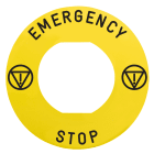 Schneider Electric - Harmony - etiq plate - jaune - logo EN - 'EMERGENCY STOP' - D60 - pour ZBZ1605