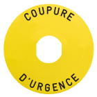 Schneider Electric - Harmony étiquette circulaire Ø90mm jaune - logo EN13850 - COUPURE URGENCE