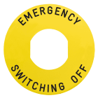 Schneider Electric - Harmony étiquette circulaire Ø60mm jaune logo EN13850 EMERGENCY SWITCHING OFF