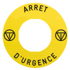 Harmony etiquette circulaire D60mm jaune logo EN13850 ARRET D URGENCE pr ZBZ3605