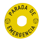 Schneider Electric - Harmony étiquette circulaire Ø90mm jaune - logo EN13850 - PARADA DE EMERGENCIA