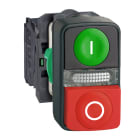 Schneider Electric - Harmony bt-pous Ø22 double touche, ressort rap vert+rouge, lum blanche 240V-IP66