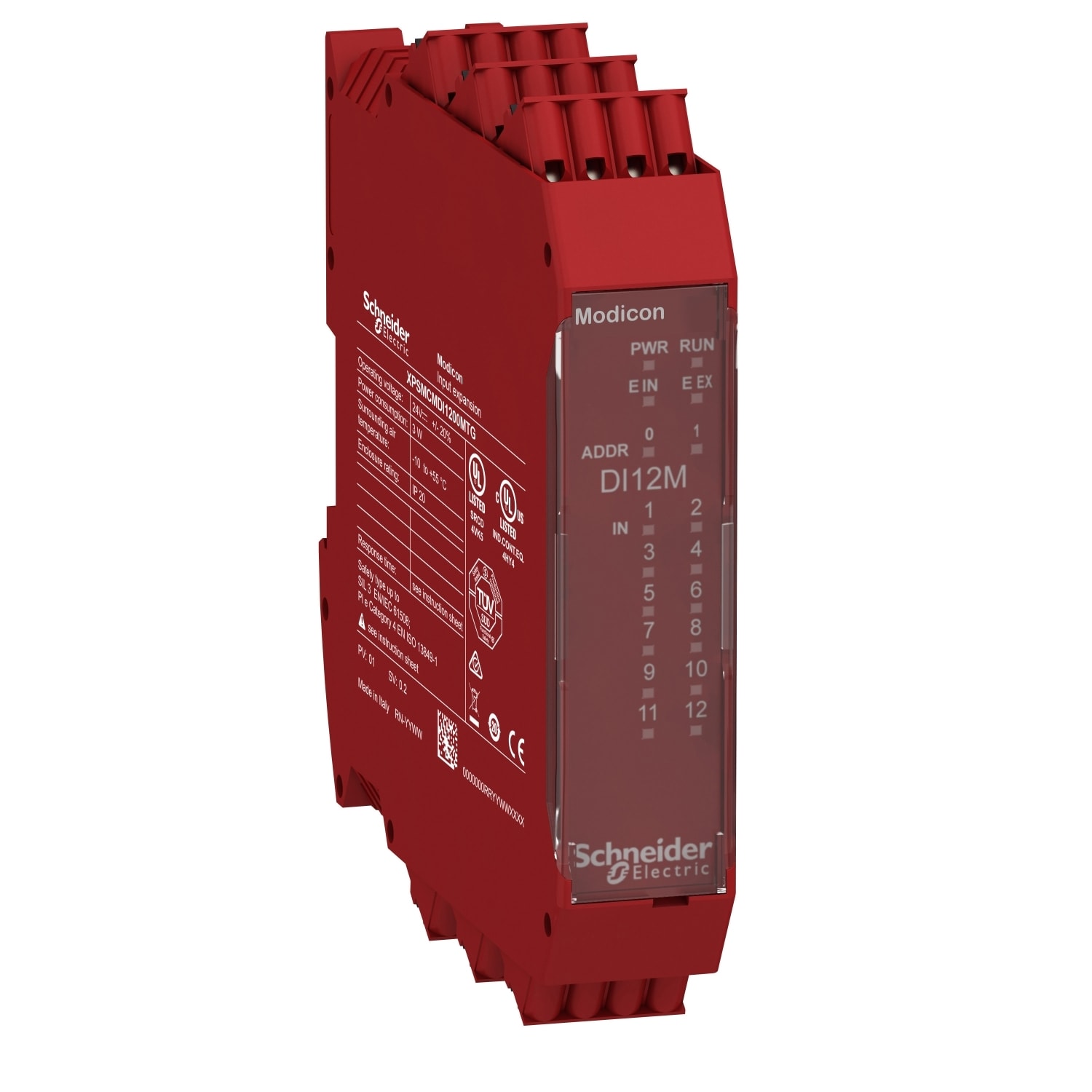 Schneider Electric - Preventa XPSMCM - module 12 entrées pour tapis de sécurité, connecteur à ressort