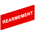 Schneider Electric - Harmony - etiquette 8x27 - texte 'REARMEMENT' blanc sur fond rouge