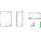 Schneider Electric - PanelSeT - Coffret 747x536x300 - IP66 - porte vitrée fermeture 3 pts Ral7035