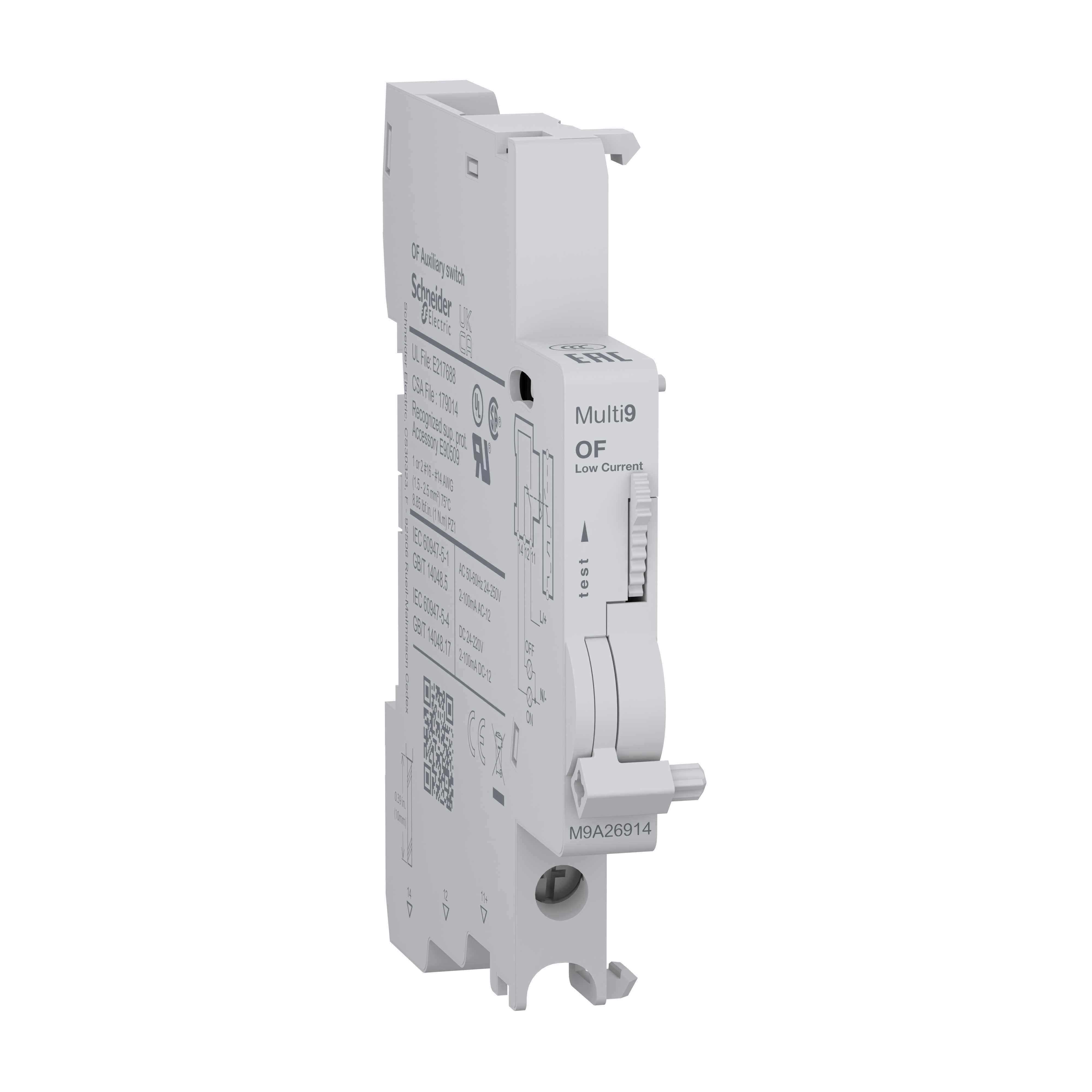 Schneider Electric - Multi9 contact Auxiliaire Bas Niveau 1OF 2mA à 100mA, AC-DC