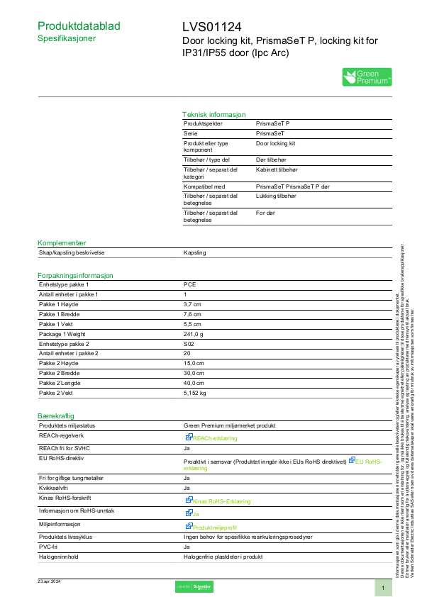 Schneider Electric - PrismaSeT P Active - Renforcement gache porte pour Arc Interne - IP30 - IP55