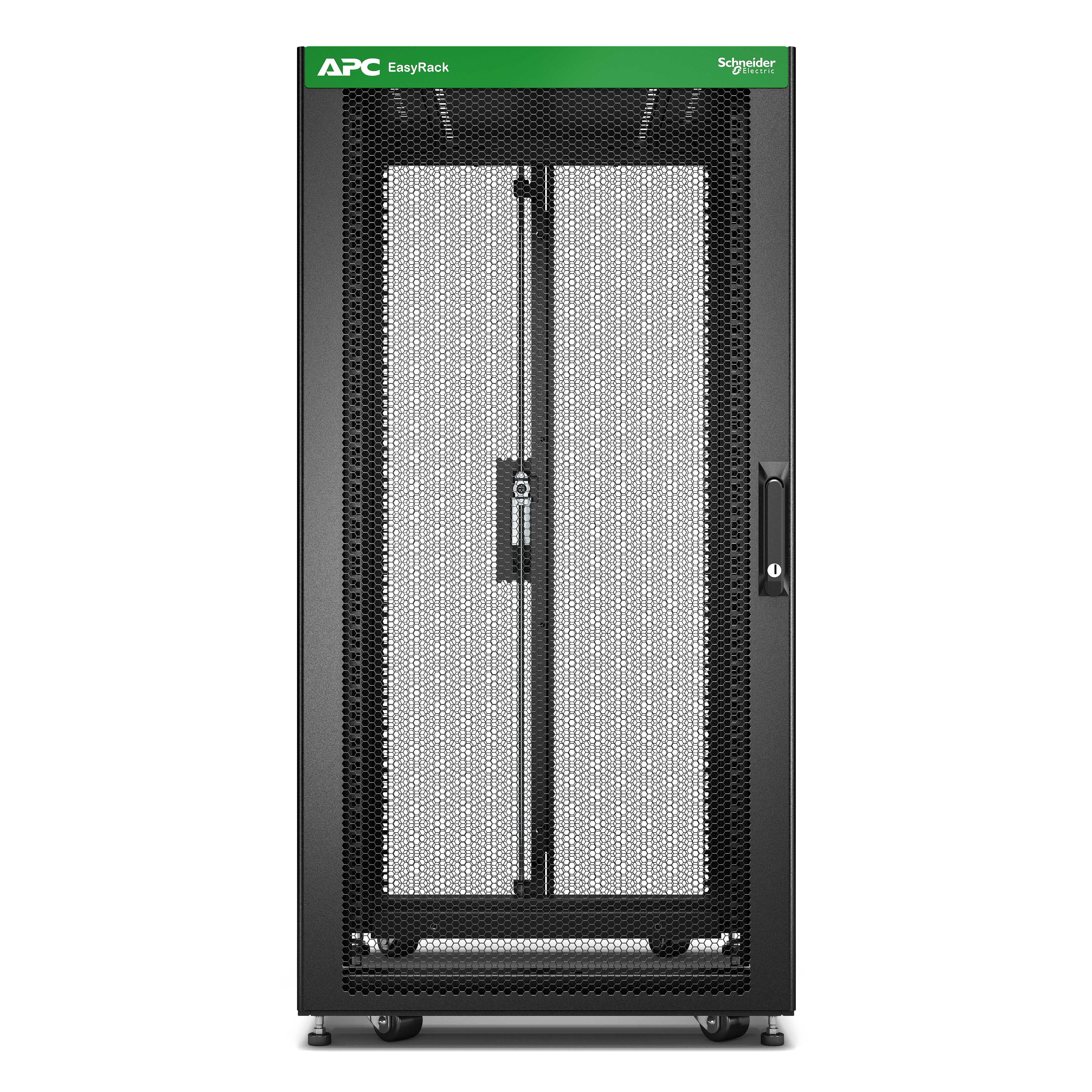 Schneider Electric - Baie EasyRack 600mm/24U/1200mm avec toit, panneau latéral, roulettes, noir