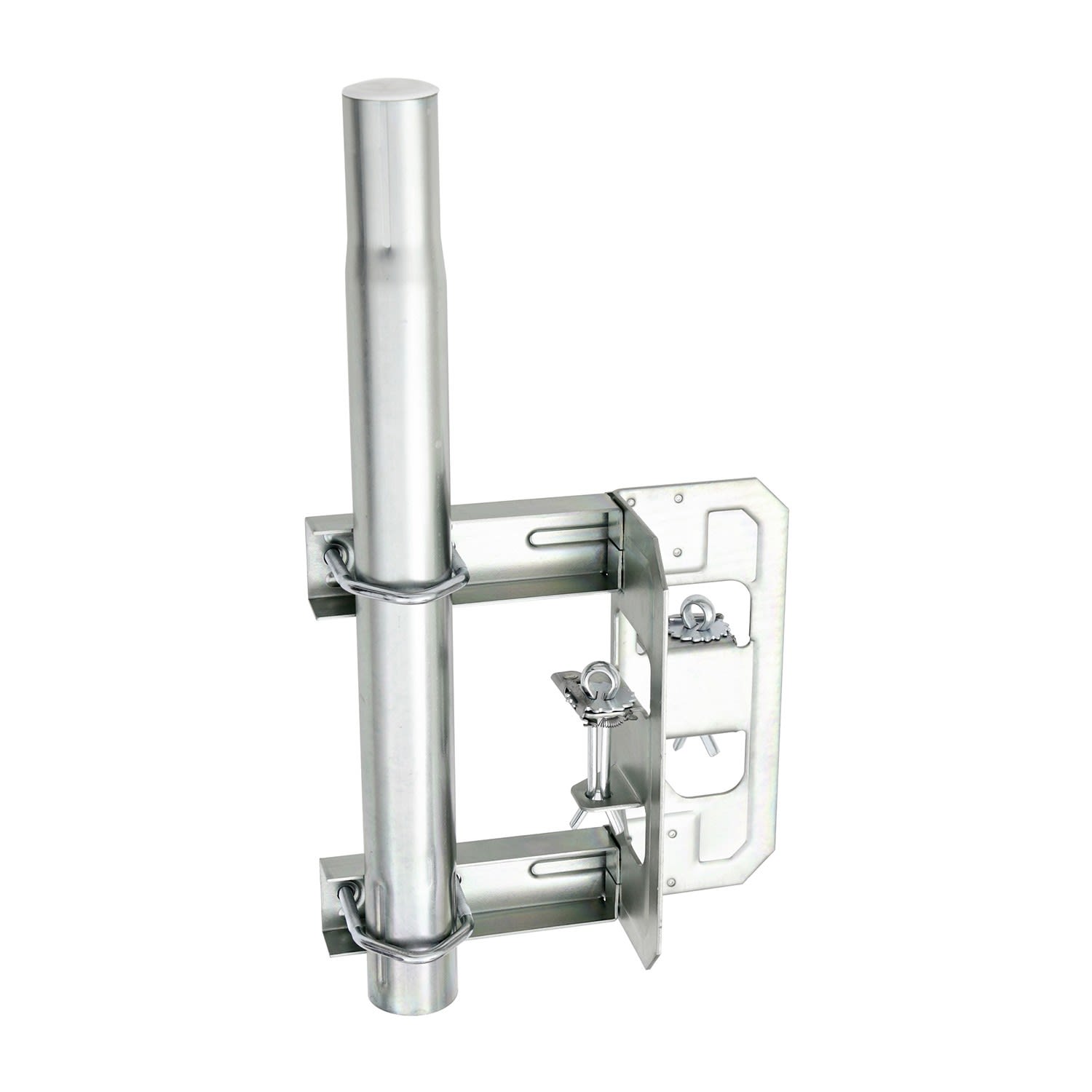 Erard - Fixation cheminée simple, à étrier, pour mâts de Ø 30 à 50 mm - Zinc bleu