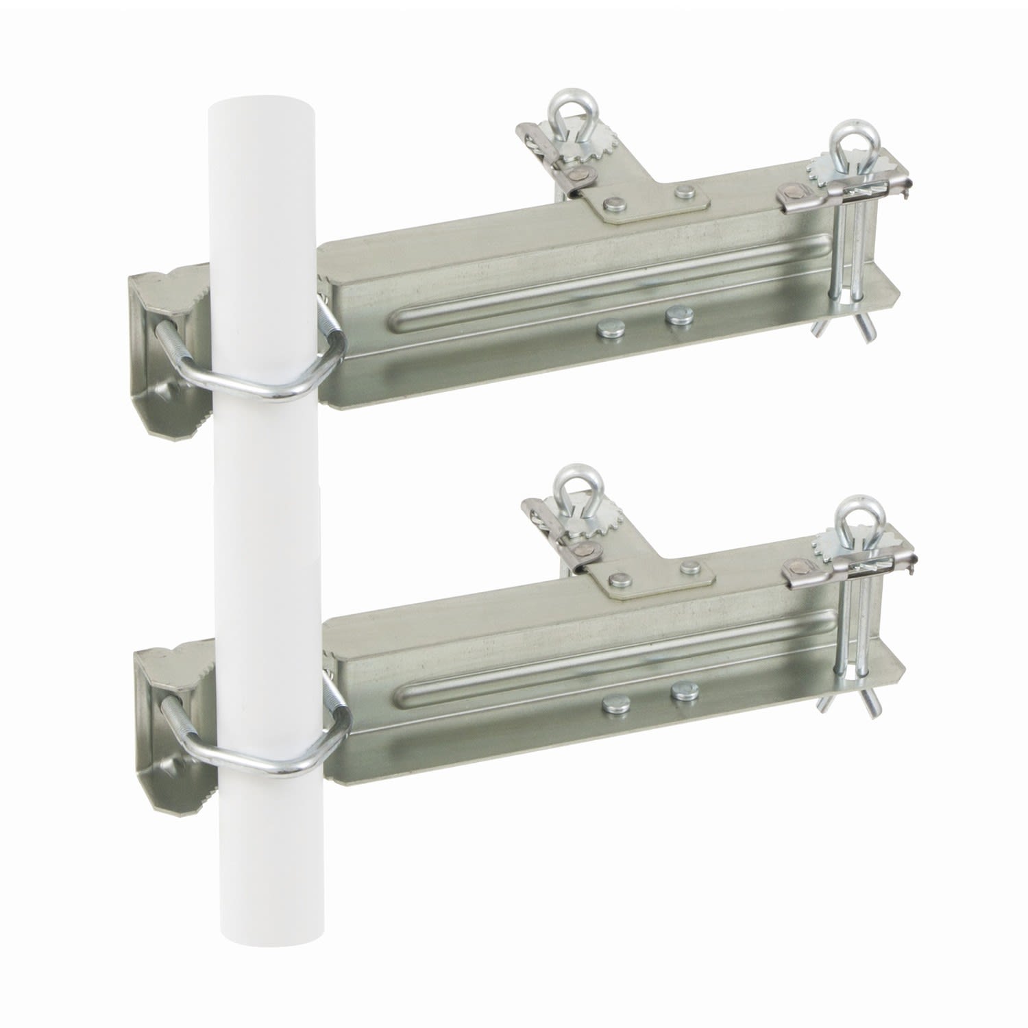 Erard - Fixation cheminée double pour mât de Ø 30 à 50 mm, les 2 éléments - Zinc bleu