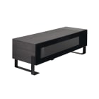 Erard - NAGA meuble TV fermé 1400 Carbon, structure acier et bois, porte abattante verre
