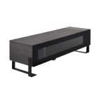 Erard - NAGA meuble TV fermé 1600 Carbon, structure acier et bois, porte abattante verre