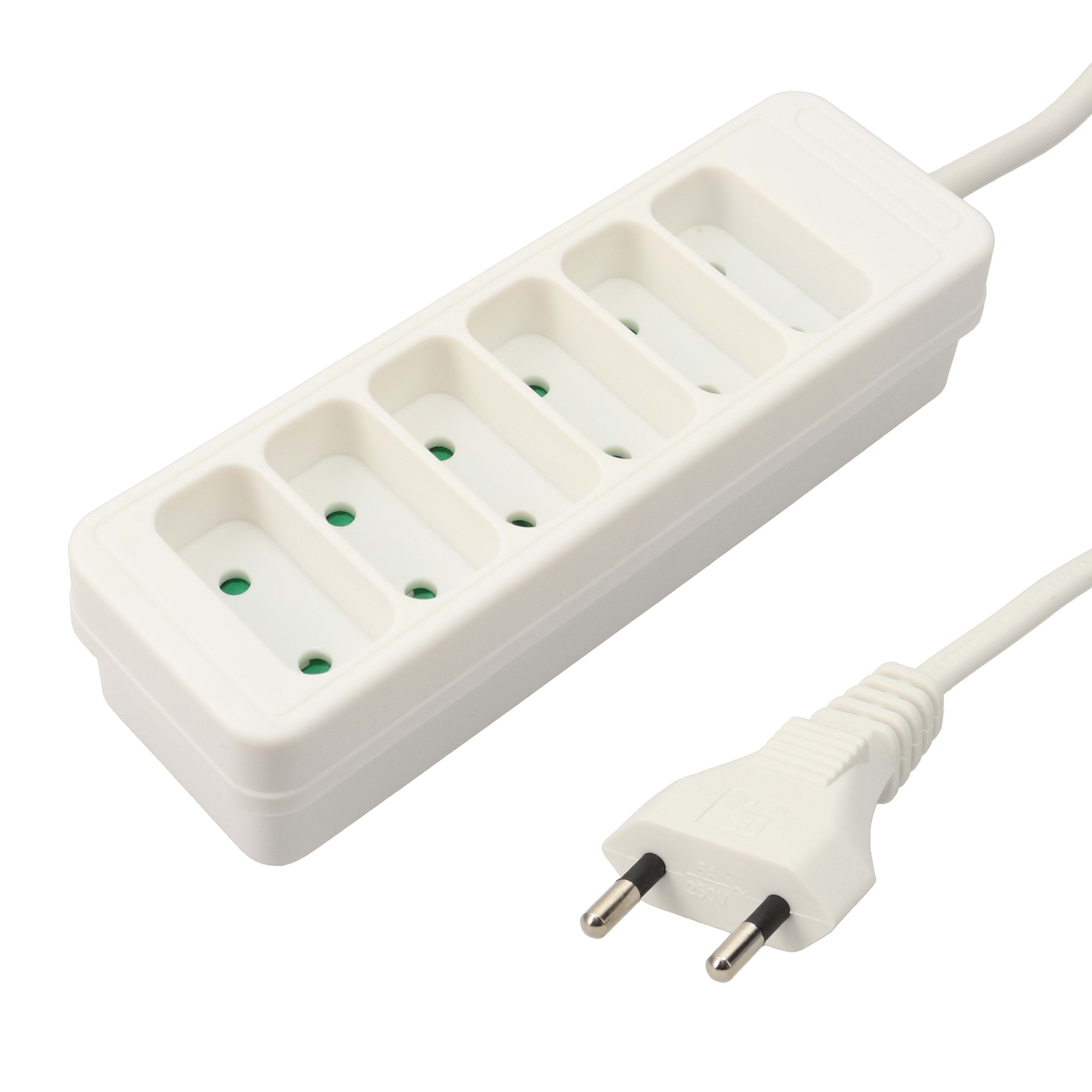 Erard - Bloc multiprises 1m - 6 prises x (2 P) - 2 x 0,75mm² - 6A - 1380W - blanc