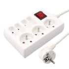 Erard - Bloc multiprises 1m - 7 prises : 3x(2 P+T) et 4x(2P) + interrupteur - blanc