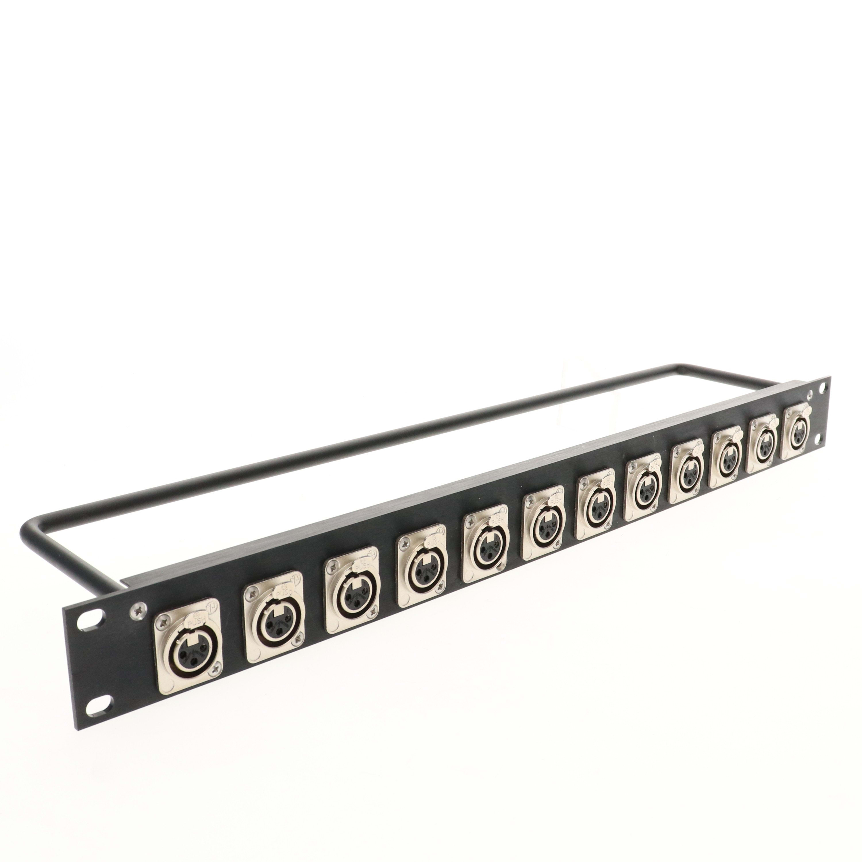 Erard - Panneau équipé - aluminium - 12 embases NEUTRIK XLR 3 broches F - 1U - noir