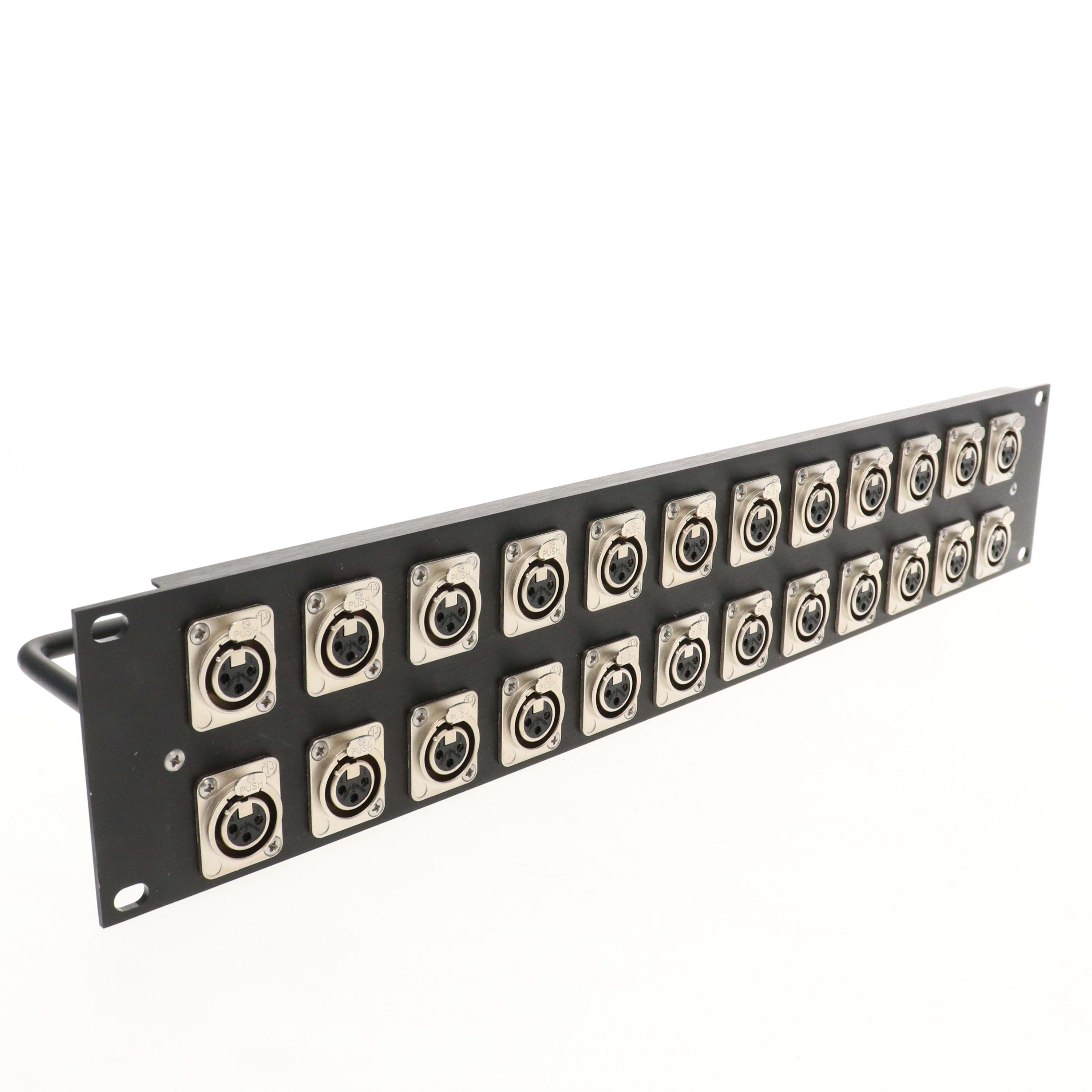Erard - Panneau de brassage  - acier 1,2mm - 24 embases  XLR 3 broches F - 2U - noir