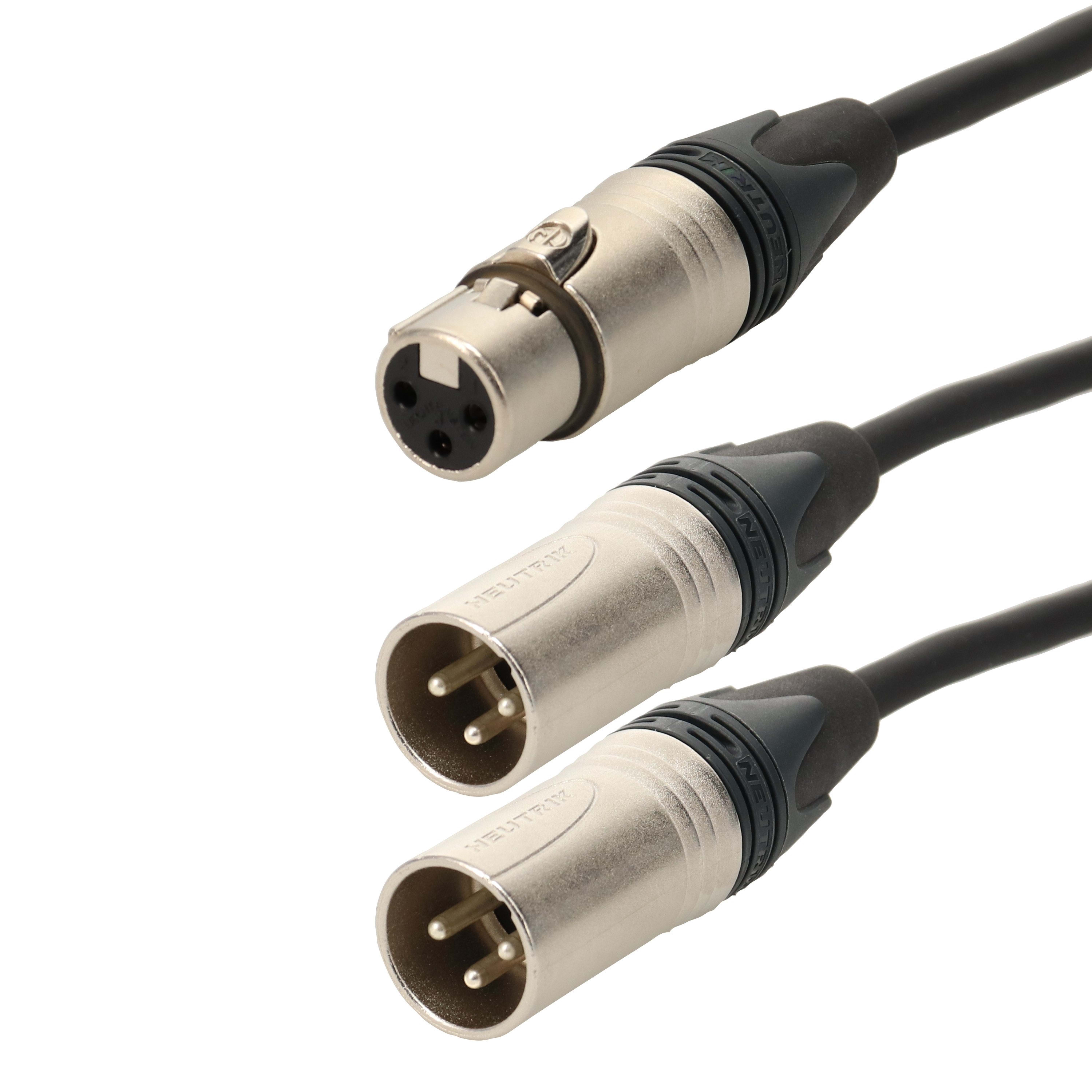 Erard - Cordon XLR 3 broches F / 2 XLR 3 broches M - connecteurs NEUTRIK - 15m