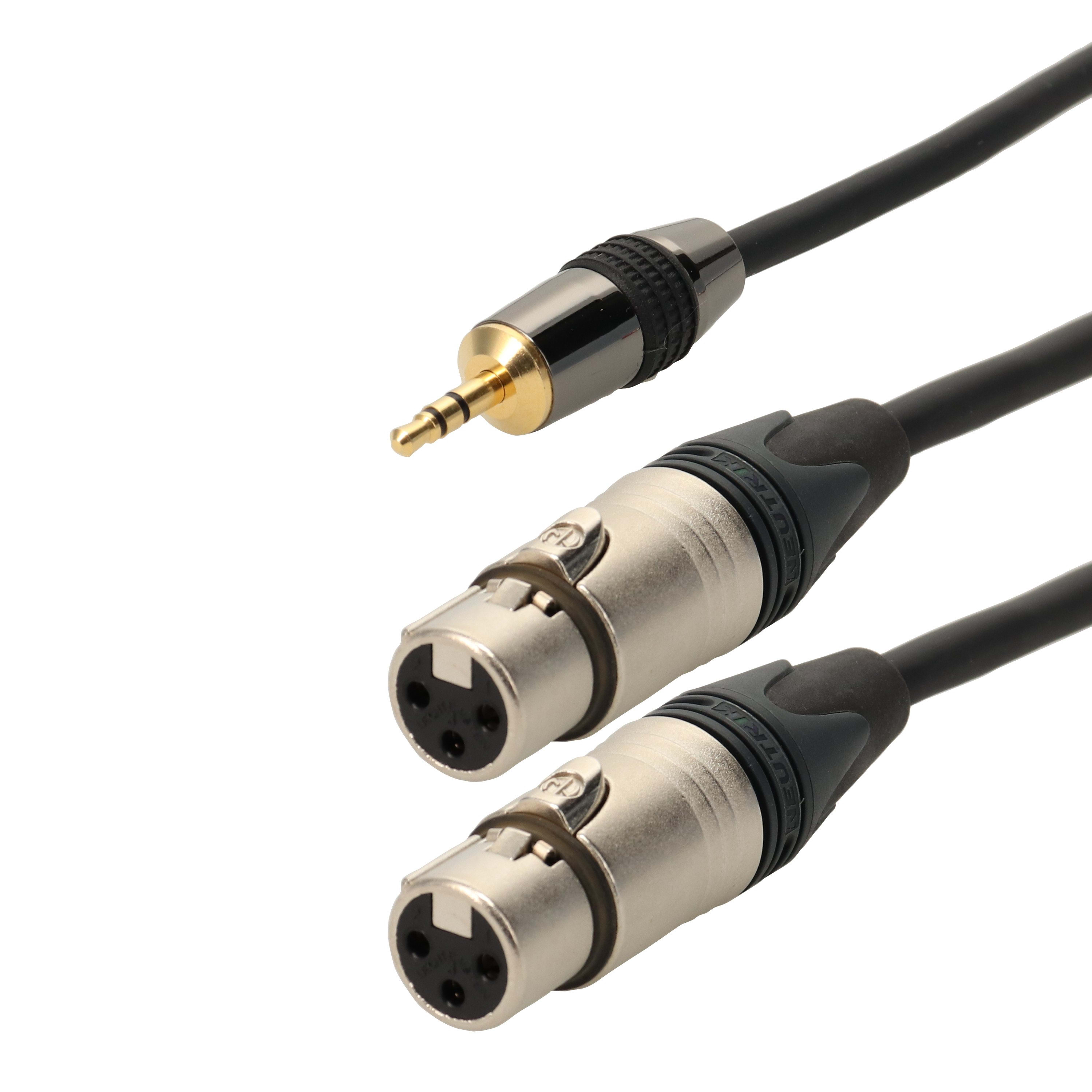 Erard - Cordon Jack 3.5 stéréo M / 2 XLR 3 broches F - connecteurs NEUTRIK - 3m
