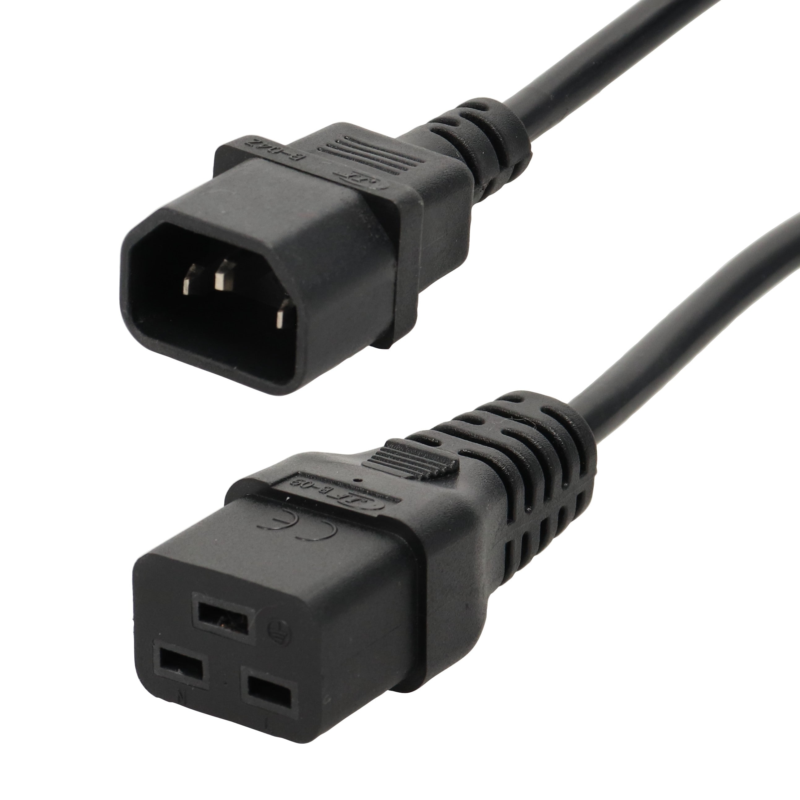 Erard - Cordon  d'alimentation - 1 fiche C19M / 1 prise C14 F - 3 x 1 mm²  noir 2m