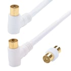 Erard - Cordon TV - 0m80 - 9.52 mm M/F coudé à 90° + adaptateur TV 9.52 mm M/M - OR