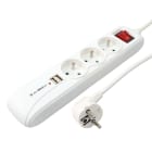 Erard - Bloc multiprises 1m - fiche (2 P+T) M / prises (2 P+T) F + 2 x USB A M - blanc