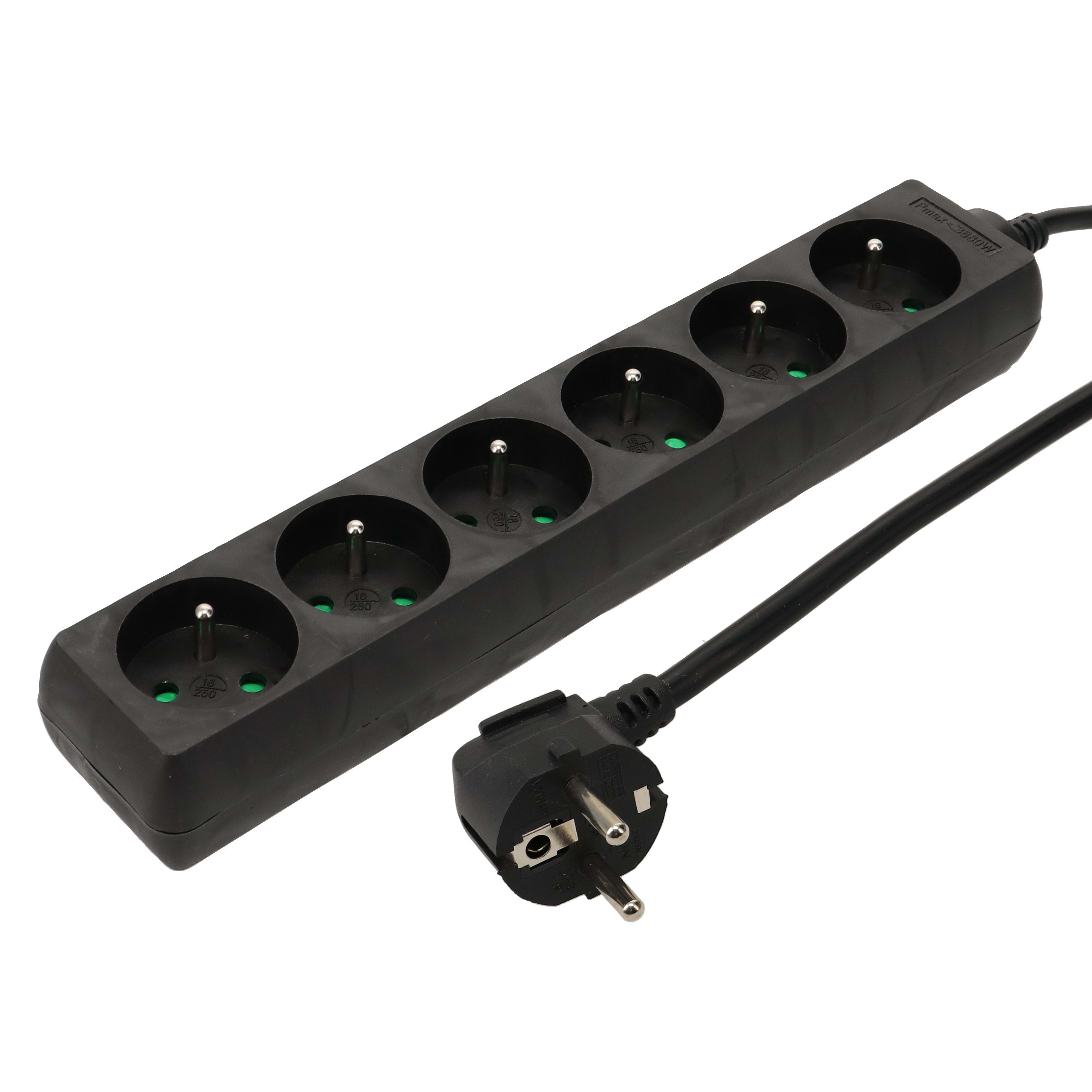 Erard - Bloc multiprises - 6 prises x (2 P + T) - 3 x 1mm² - 16A - 3680W - noir - 1m50