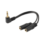 Erard - Adaptateur Jack 3.5mm M coudé à 90° / 2x Jack 3.5mm F - OR - 10cm