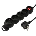 Erard - Bloc multiprises - 4 prises x (2 P+T) - 3x1mm²- 16A + interrupteur - noir - 1m80