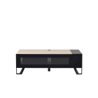Erard - NAGA meuble TV fermé 1400 Nordic, structure acier et bois, porte abattante verre