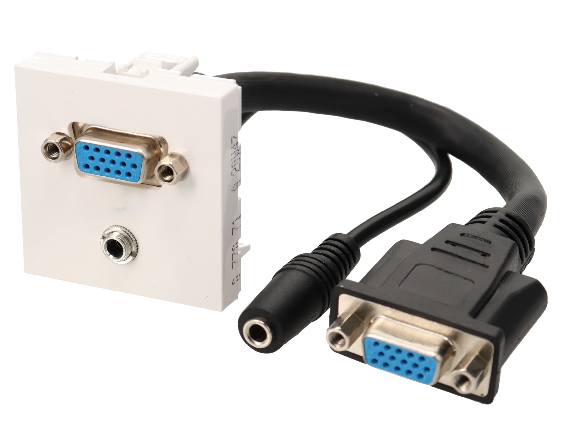 Erard - Plastron câblé 2 modules - VGA+Jack 3.5mm - obturateur LEGRAND -  - 0m20