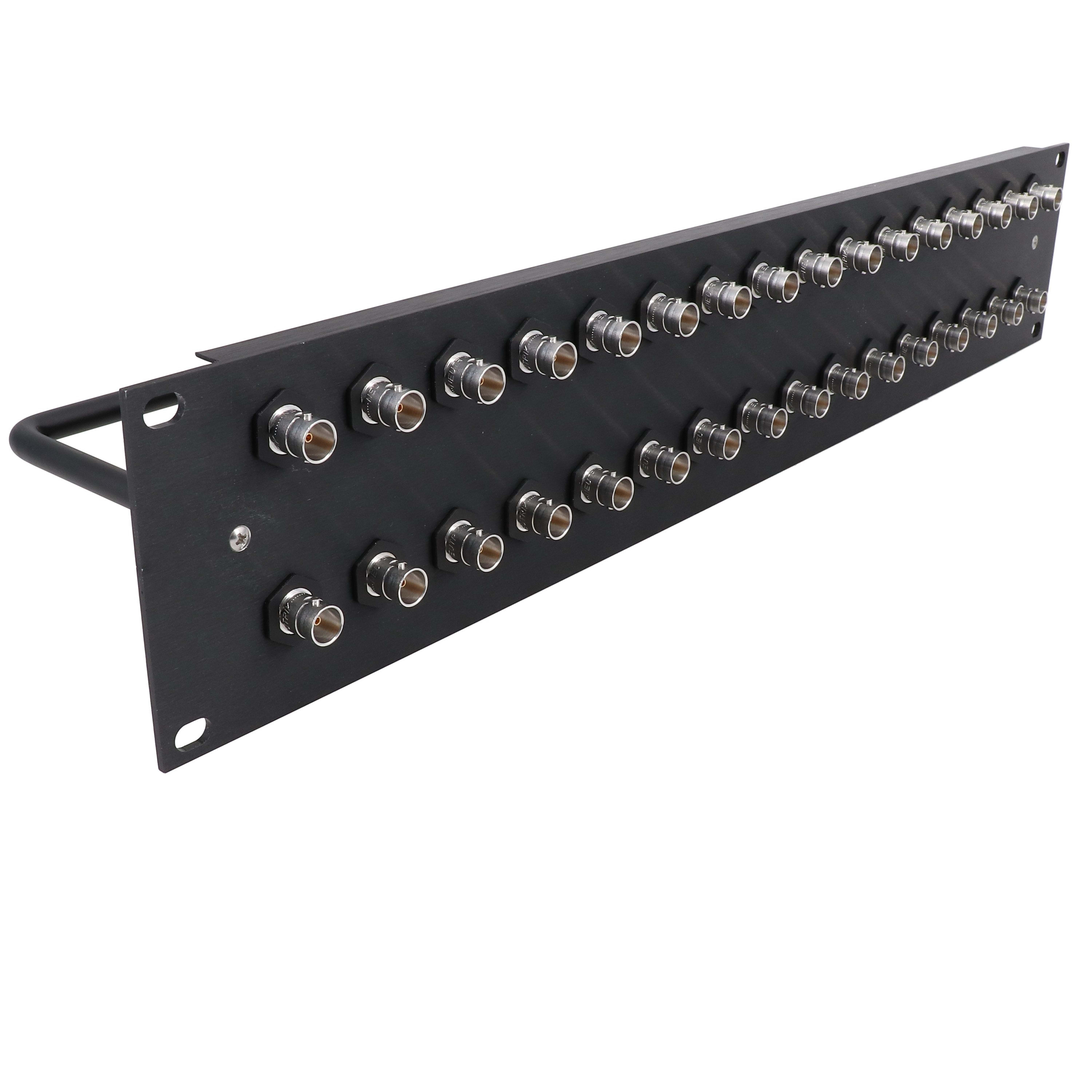 Erard - Panneau de brassage  - acier 1,2mm -  16 traversées NEUTRIK BNC FF HD 1U - noir