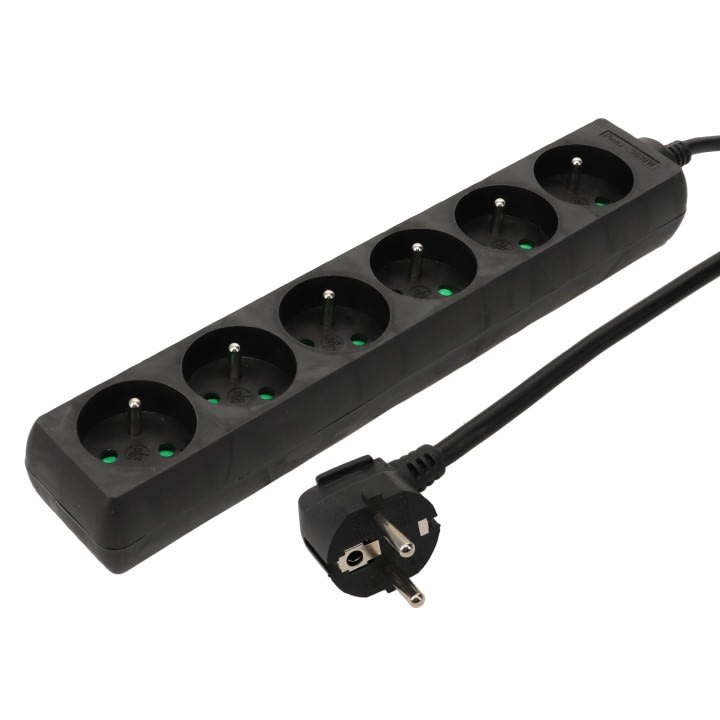 Erard - Bloc multiprises - 6 prises x (2 P + T) - 3 x 1mm² - 16A - 3680W - noir - 4m