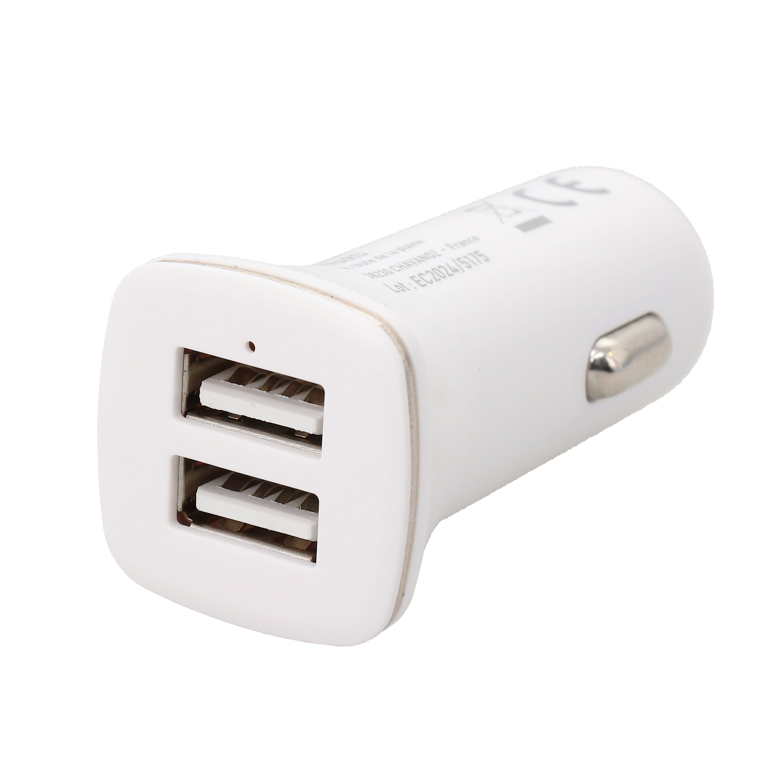 Erard - Chargeur 2 USB A F - sur allume-cigare - 2 x 5V2.4A (Smart Charge) - blanc