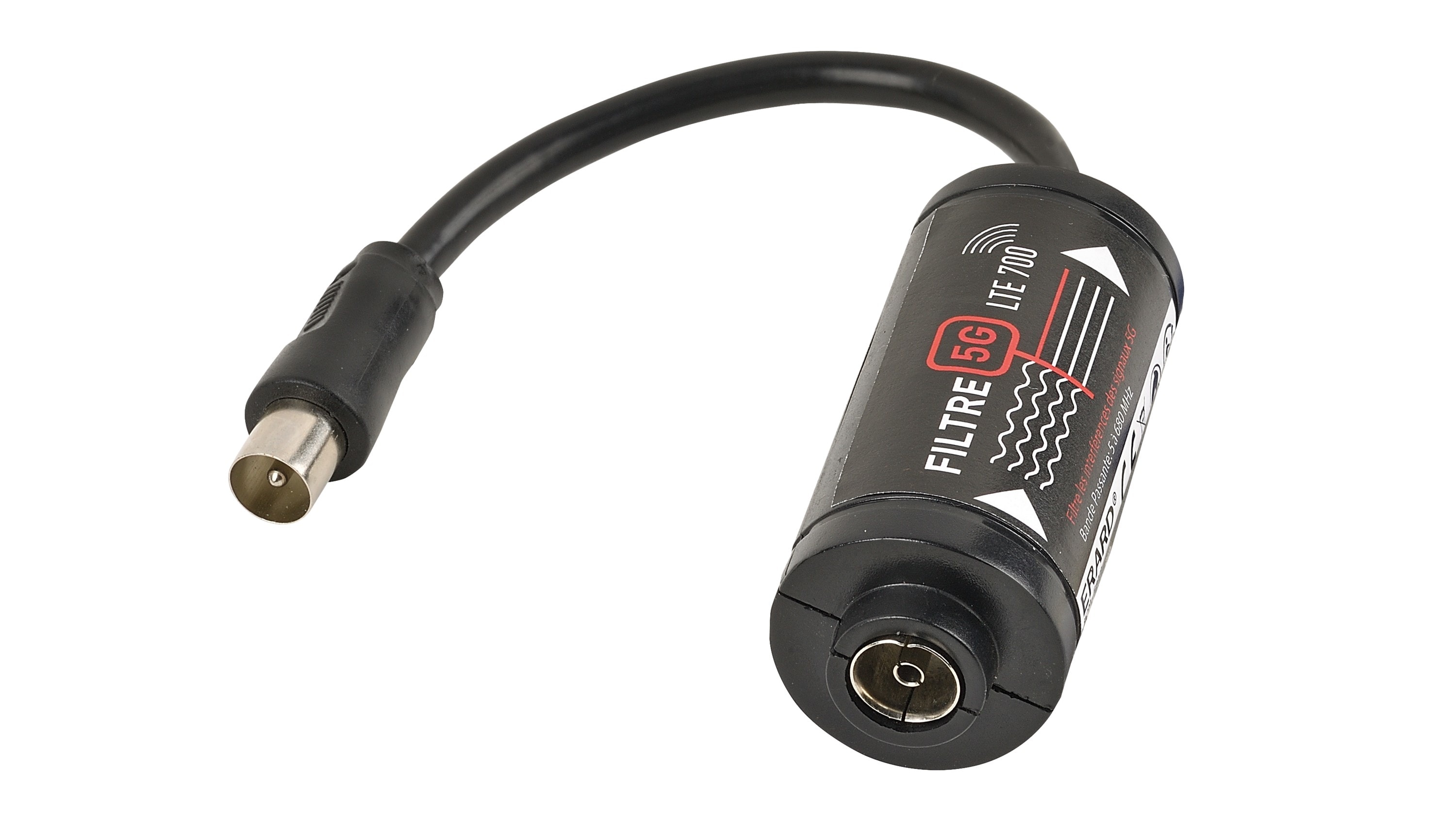 Erard - Filtre TV 5G - LTE 700 -prises TV 9.52 mm M et F - 5 à 690 Mhz - 0m15